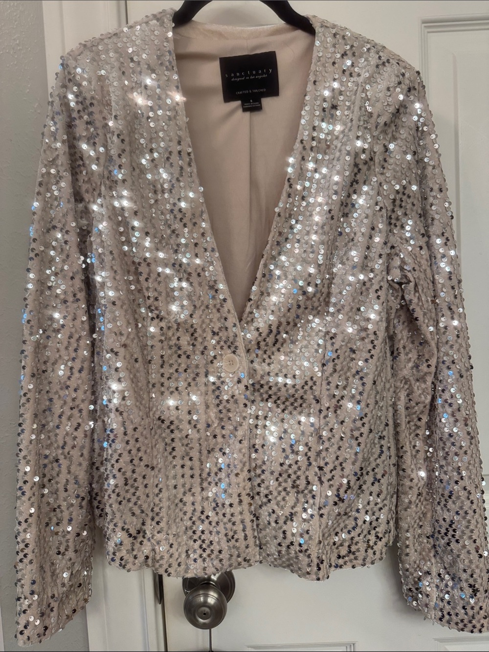 Sanctuary Silver Sequin Blazer Jacket